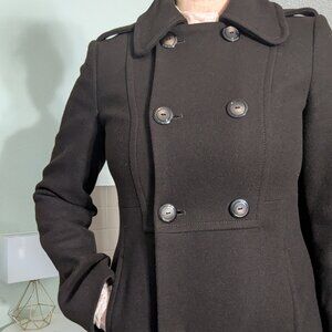 NWT Y2K Benetton Chocolate Brown Wool Coat Size 42